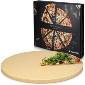 Navaris Piedra para pizza de cordierita - Piedra redonda de 30.5CM para hornear pizzas panes pasteles - Bandeja para horno parrilla barbacoa grill